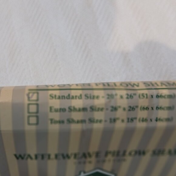 COLUMBINE CODY 100% COTTON WAFFLEWEAVE PILLOW SHAM - STANDARD SIZE, ECRU - Picture 3 of 7